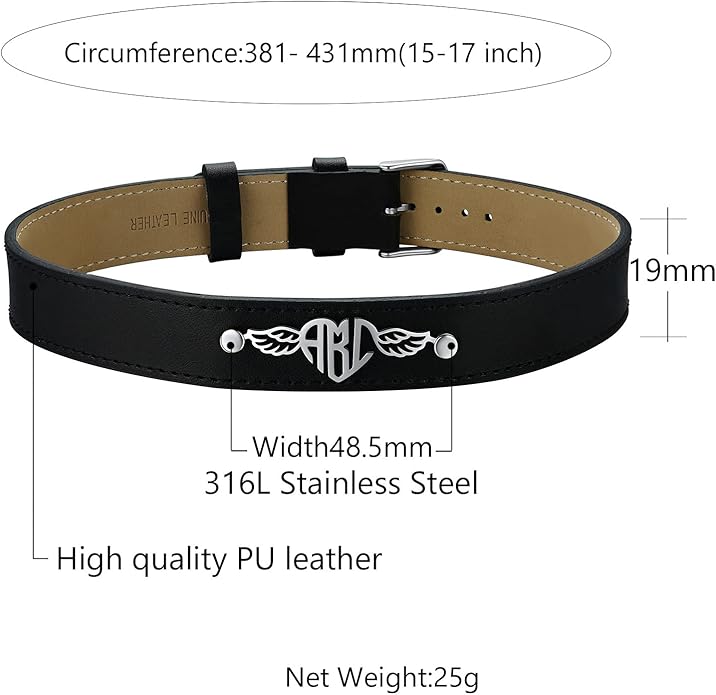 Custom4U Personalized Black Leather Choker Necklace with Picture/Name/Initials/Letters Charm,Custom Made Adjustable Choker Collar Gothic Punk Necklaces Jewelry Gifts for Women
