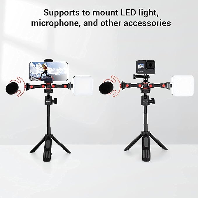 Dual Cold Shoe Mount by SmallRig, Extension Bar Universal Cold Shoe Adapter with 1/4" Thread Holes, for Microphone,Led Video Light, Audio Recorder Monitors-3483B