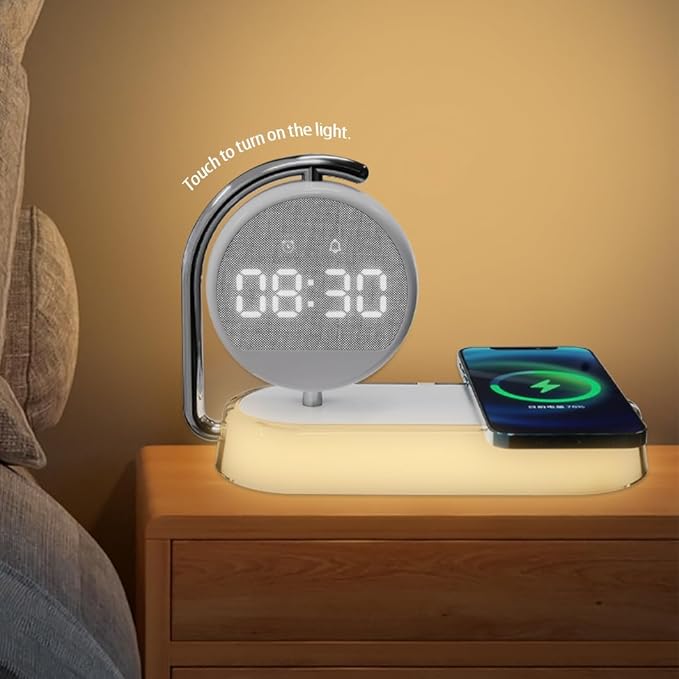 3 in1 mutifunction Mobile Wireless Charger with Digital Clocks and Night Lights fit for All Series Mobile That Support Wireless