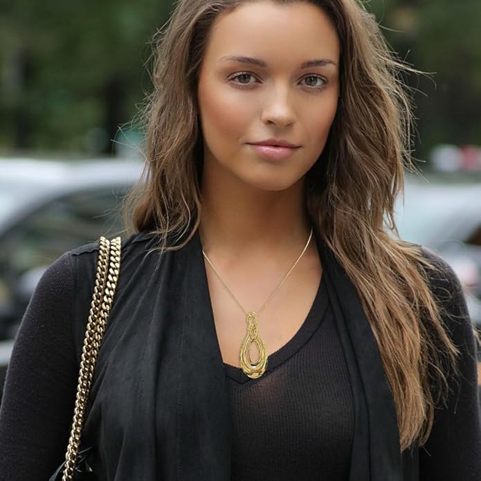 Madison Tyler Gold Plated Jewelry Set for Women | Silver Teardrop Pendant Necklace Trendy | Long Necklace with Snake Chain | Fashion Dangle Earring Set
