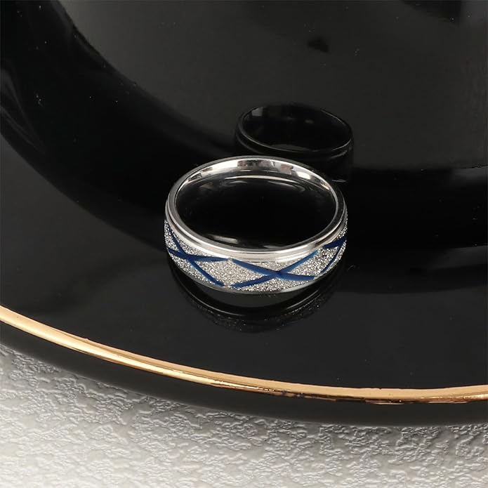 Enamel Band Rings for Women Men Stainless Steel Blue/Orange Ring Couple Enamel Valentine's Day Jewelry Gift