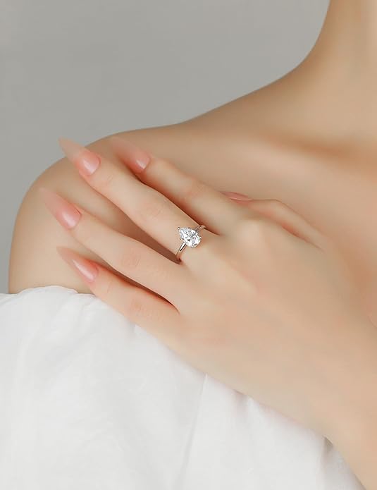 Elspeth 925 Sterling Silver Engagement Ring for Women Oval/Radiant/Pear/Princess/RoundCut Cubic Zirconia Promise Ring Size 4-10
