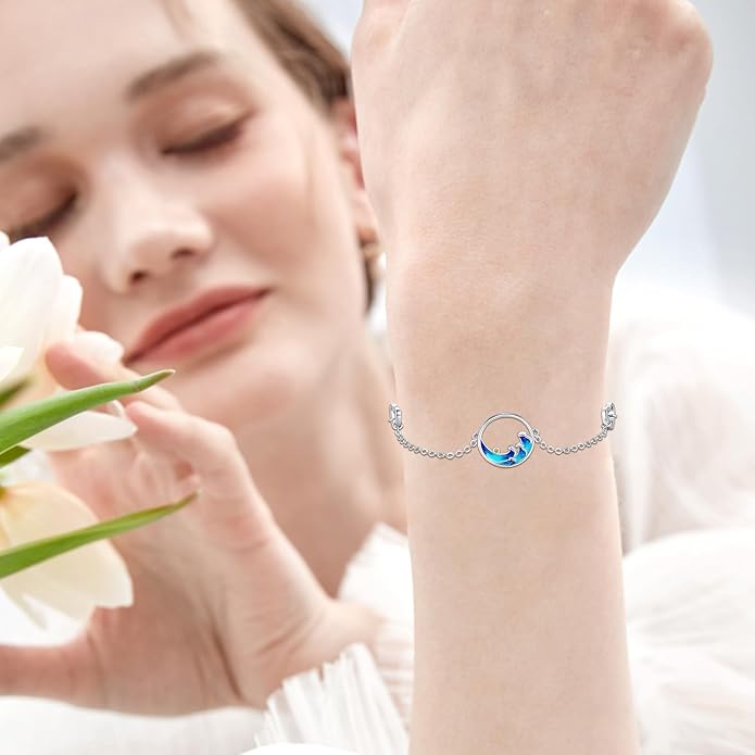 Dragonfly Bracelet 925 Sterling Silver Butterfly Bracelet Adjustable Celtic Moon Bracelet Irish Celtic Jewelry Gifts for Women