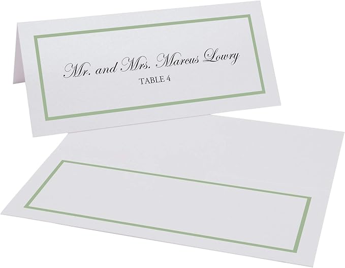 Single Line Border Place Cards, Sage (Choose Color), Set of 25, Pre-cut and Scored - Wedding, Party, Dinner, and Special Events - Made in the USA