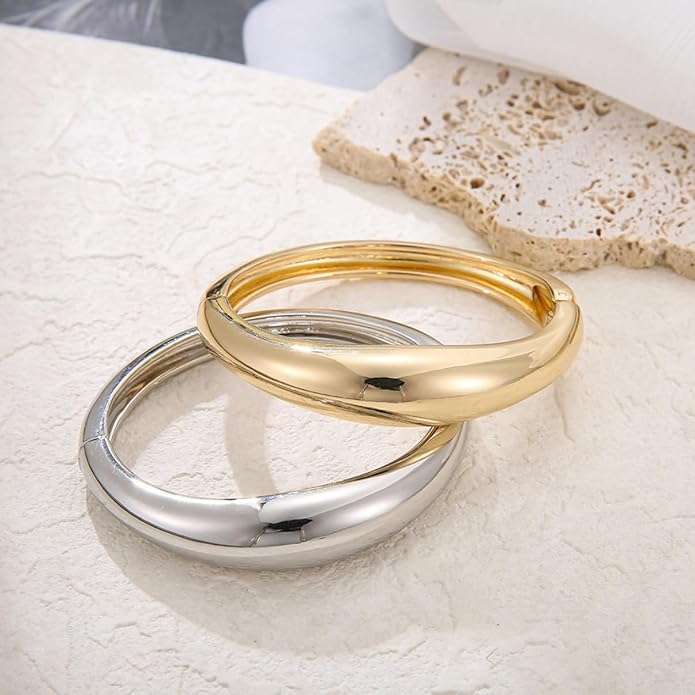 Gold/Silver Cuff Bangle Bracelets For Women Chunky Waterdrop Twisted Hinged Bangle Bracelets Minimalist Arm Cuff Bracelet Jewelry Gifts