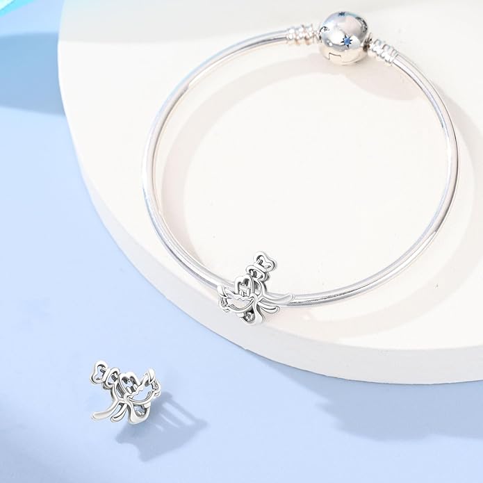 LIGHTDOG 925 Sterling Silver Charm fits Pandora Charm Bracelet Necklaces Pendant Bead Charms Jewelry Gift for Women Family Friends