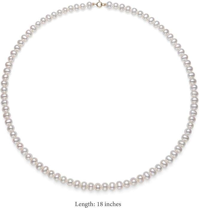 Belacqua 14K Gold Freshwater Pearl 18" Necklace Bracelet Stud Earrings Set for Women | Jewelry for Her | Gift Box Included
