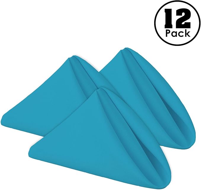 Gee Di Moda Cloth Napkins - 17 x 17 Inch Caribbean Dinner Napkins - Set of 12 Soft & Absorbent Washable Fabric Cloth Table Napkins with Hemmed Edges for Hotel Restaurant, Holiday Parties & Wedding