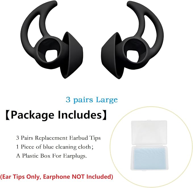 Earbud Tips 3 Pairs Large Compatible with Bose QuietComfort Earbuds and Sport Earbuds