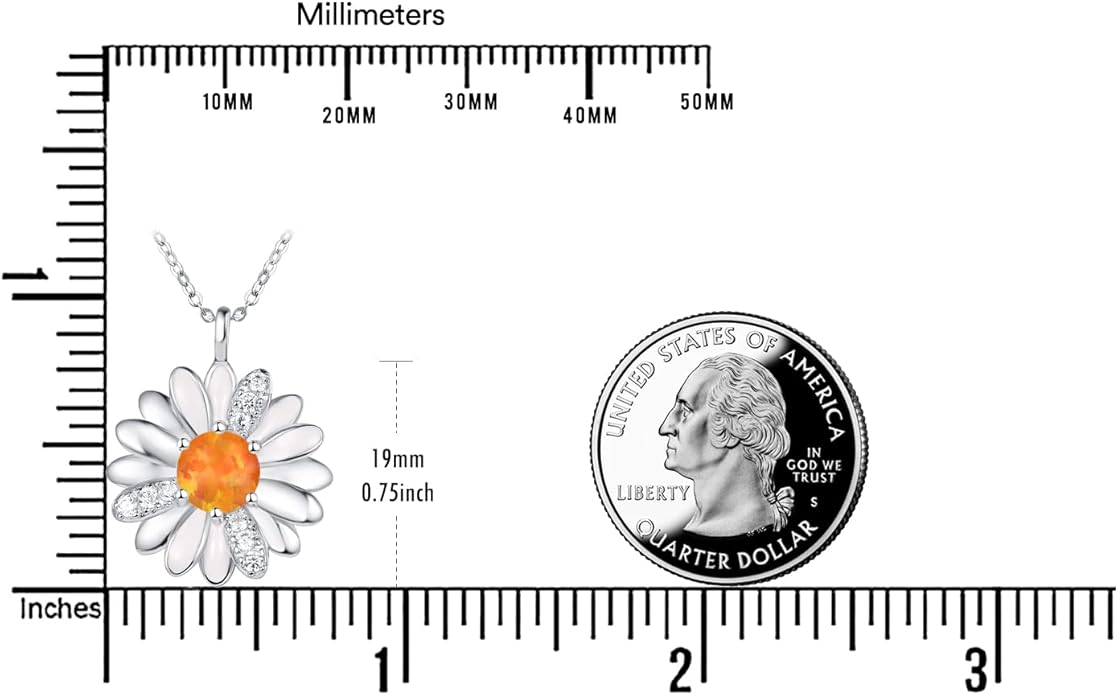 KINGWHYTE Daisy Necklace Gifts for Women 925 Sterling Silver Opal Daisy Pendant Spring Flower Necklace Jewelry Graduation Birthday Celebrate Congratulation Gift
