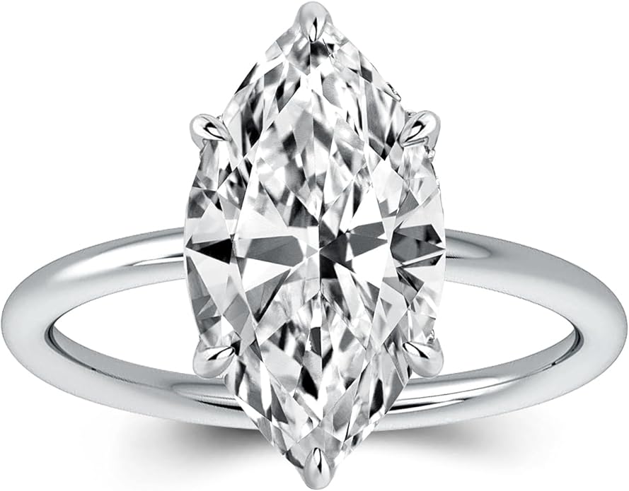 3.5CT Marquise Cut Engagement Ring, AAAAA Grade Cubic Zirconia Promise Ring for Women, S925 Silver Bridal Wedding Jewelry
