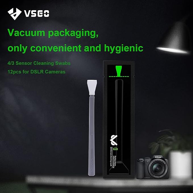 VSGO Camera Sensor Cleaning Kit for Micro Four Thirds (M43) Cameras – 12 Pack 12mm Sensor Cleaning Swabs, Professional Mirrorless Camera Cleaner Kit (MILC, ILDC) (V-S01E)