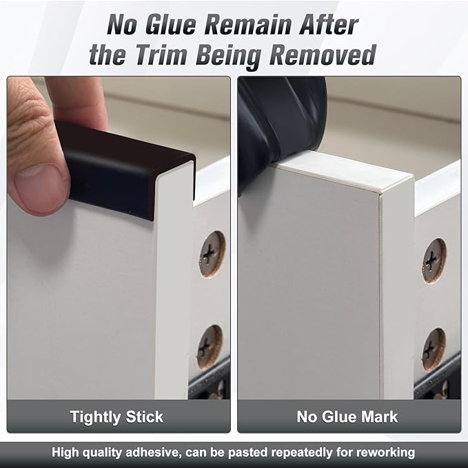 Rubber Edge Trim, 2 inch Wide U Channel Edge Trim, Big Size U Shaped Trim, Self Adhesive Edge Banding for Plywood, Woods, Doors, Shelf, Cabinet, Countertop, Length 20Ft, Black