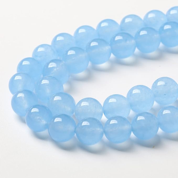 8mm 45pcs Blue Natural Chalcedony Aquamarines Stone Beads for Jewelry Making Round Jades Beads DIY Bracelet Accessories