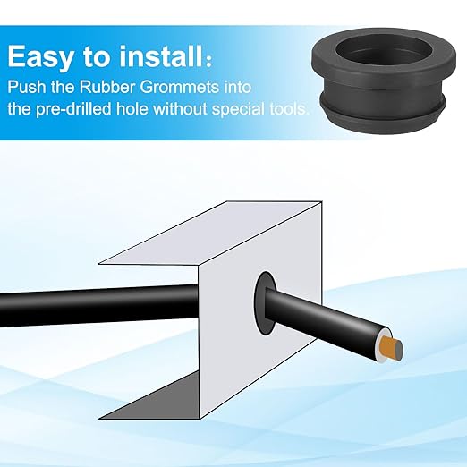 PATIKIL 28mm / 1-1/18 Inch Drill Hole,15/16 Inch ID Rubber Grommets, 3Pcs Top Hat Grommet for Wiring Eyelet Ring Gasket Automotive Firewall Cable Hole Plugs Wires Protection, Black