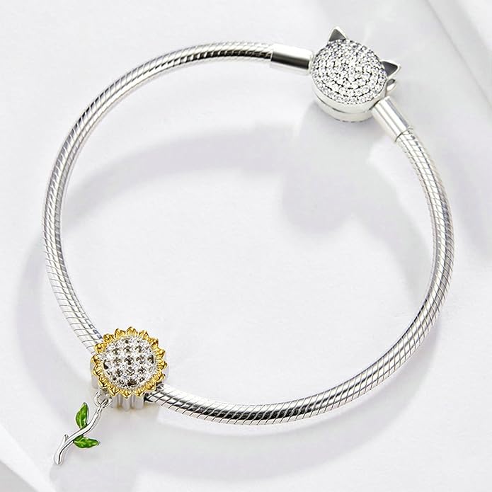Charm Beads for Women, S925 Sterling Silver Dangle Charm Beads for European Charm Bracelet & Snake Chain Bracelets, Love Family Friendship Butterfly Pet Flower Designs, Gift Box Included