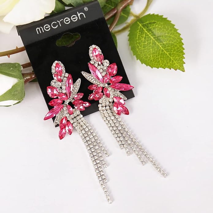 mecresh Marquise Crystal Bridal Chandelier Dangle Drop Earrings Ladies Gifts in Silver/Gold Tone