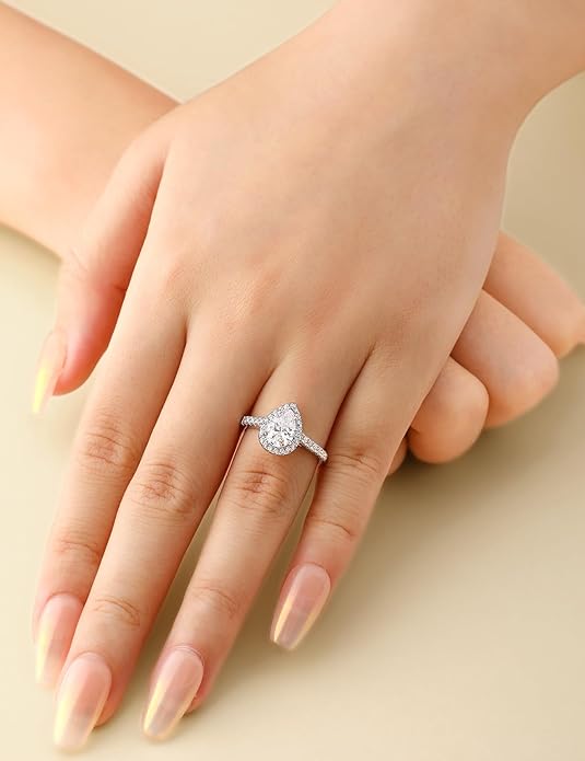 Elspeth 925 Sterling Silver Engagement Ring for Women Oval/Radiant/Pear/Princess/RoundCut Cubic Zirconia Promise Ring Size 4-10