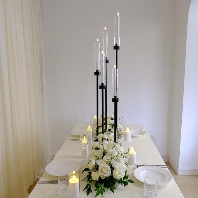 42.5inch 1pc Black Candelabra Centerpieces for Tables 5 Arms Wedding centerpieces for Decorations