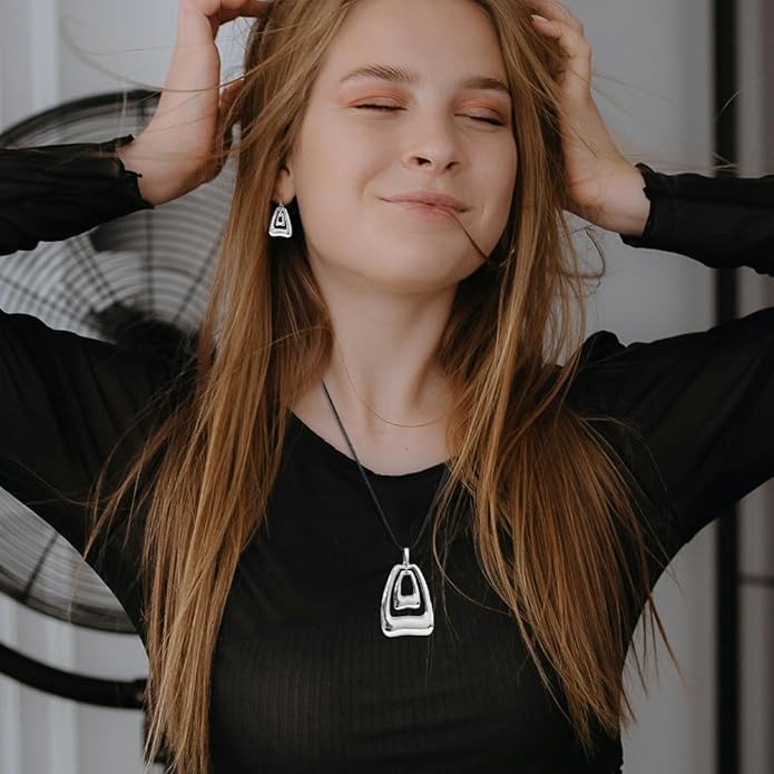Madison Tyler Gold Plated Jewelry Set for Women | Silver Teardrop Pendant Necklace Trendy | Long Necklace with Snake Chain | Fashion Dangle Earring Set