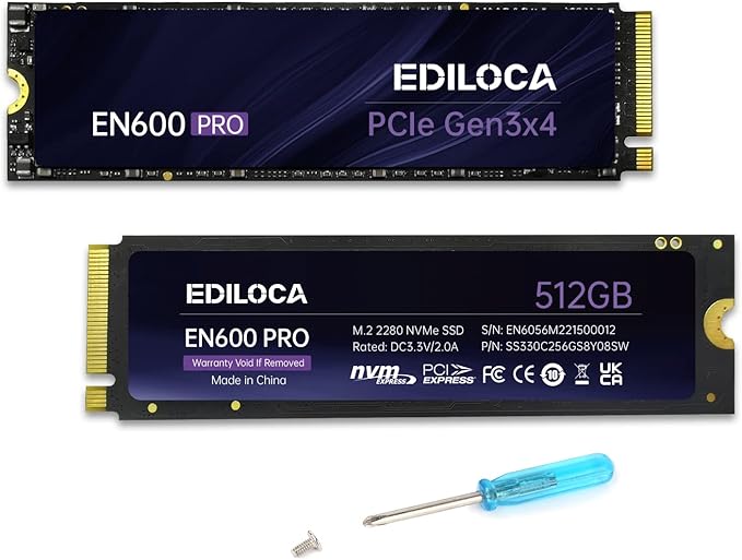 EN600 PRO SSD 512GB PCIe 3.0 Gen 3x4, NVMe M.2 2280, Up to 3200MB/s, Internal Solid State Drive, SLC Cache 3D NAND TLC, Graphene Cooling Sticker, Storage for PC, Desktop and Laptops