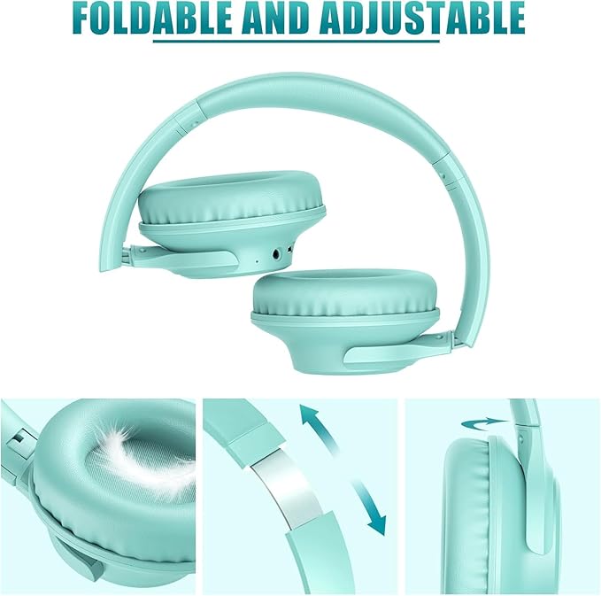 KVIDIO Bluetooth Headphones Over Ear, 65 Hours Playtime Wireless Headphones with Microphone, Foldable Lightweight Headset with Deep Bass, HiFi Stereo Sound Low Latency for Travel Work Cellphone