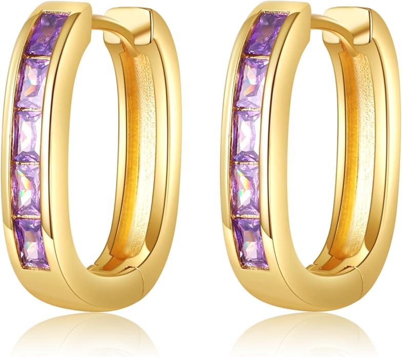 Trendy CZ Gold/Silver Hoop Earrings for Women Square Hypoallergenic chunky gold Hoop Earrings Geometric Minimalist Rectangle Hoops