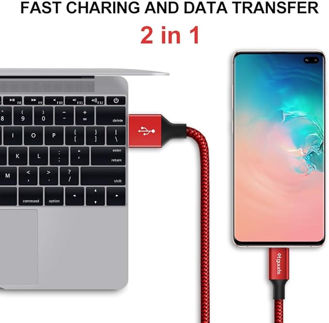 etguuds 4ft USB A to USB C Cable 3A Fast Charging, 2-Pack USB A to USB Type C Charger Cord for iPhone 16 15 Pro/Pro Max/Plus, for Samsung Galaxy S24 S23 S22 S21 S20 S10 A55 A54 Flip Note, Moto, Red