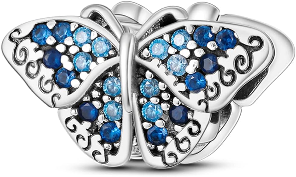 Parmuz 925 Sterling Silver Charm for Bracelet Necklace Dangle Love Mom Ocean travel Butterfly Party Charm Beads Pendants DIY Jewelry for Women