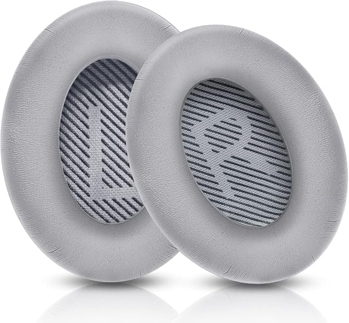 Professional Headphone Replacement Ear Pads for Bose QuietComfort 35 QC 2 15 25 Earpads Cushion for QC2 QC15 QC25 SoundTrue SoundLink Around-Ear Headphones (QC35/35ii, Silver Cushion + Grey Mat)