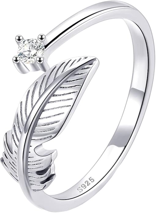 OOOPEL Sterling Silver Adjustable Ring S925 Silver Rings for Women Cubic Zirconia Twist Love Knot Dainty Ring Silver Minimalist Open Finger Rings Silver Thumb Sterling Silver Ring