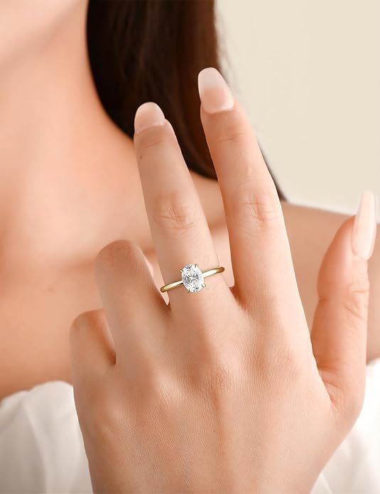 Elspeth 925 Sterling Silver Engagement Ring for Women Oval/Radiant/Pear/Princess/RoundCut Cubic Zirconia Promise Ring Size 4-10