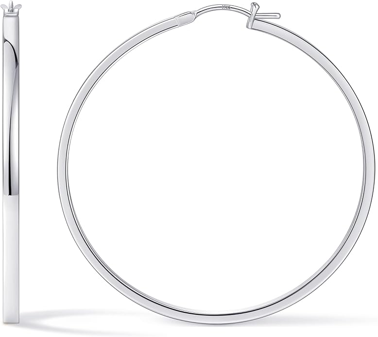 Gacimy Flatted Hoop Earrings for Women 14K Gold Plated with 925 Sterling Silver Post