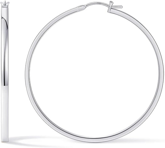 Gacimy Flatted Hoop Earrings for Women 14K Gold Plated with 925 Sterling Silver Post
