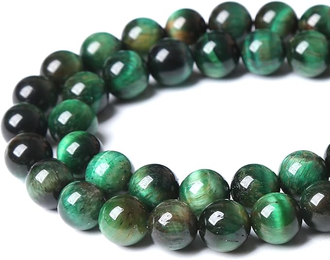 Natural Green Tiger Eye Stone Beads Round Loose Beads Energy Gemstone Healing Power for Jewelry Making 1 Strand 10mm 38pcs 15"