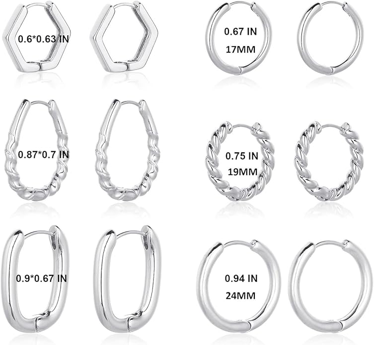 Wgoud Chunky Hoop Earrings Set 14K Gold Plated Hoop Earrings for Women Hypoallergenic, Thick Twisted Huggie Hoops Earring Set