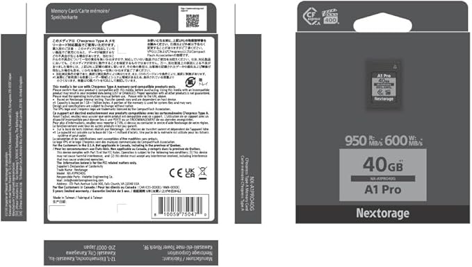 Nextorage Japan CFexpress Type A Card NX-A1PRO 40GB VPG 400 Urtla Fast Read 950MB/s Write 600MB/s