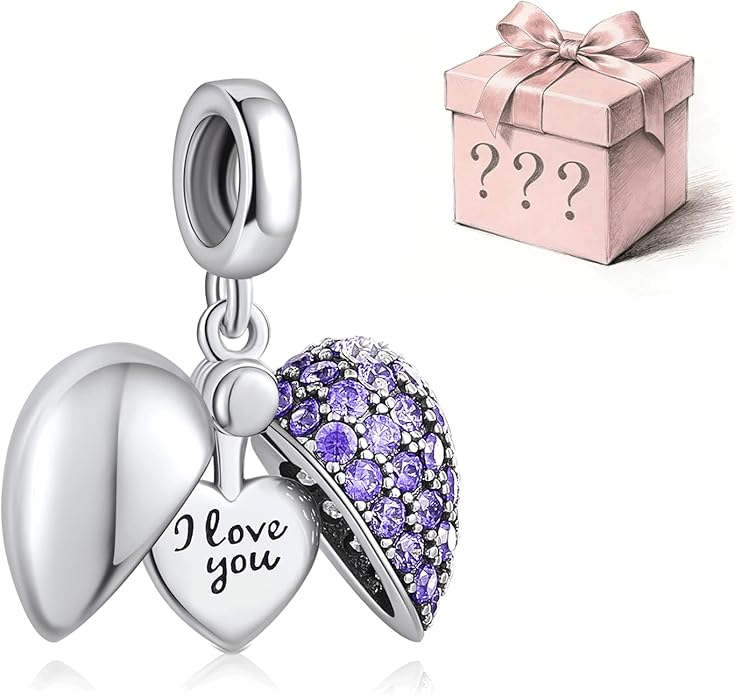 NINGAN “I Love You” Dangle Charm Love Heart Pendant Bead for Women Wife Girlfriend with 5A Cubic Zirconia for Charm Bracelets 925 Sterling Silver