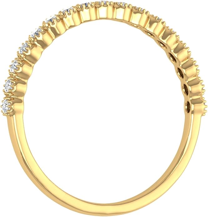 1/5 Carat Bezel Set Diamond Wedding Band Ring in 14K Solid Gold