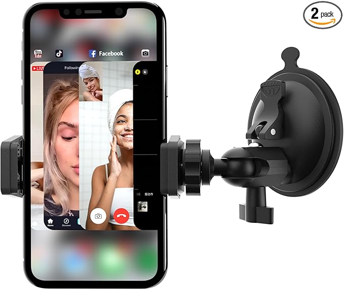 Shower Mirror Phone Holder, Suction Cup Mirror Phone Mount for Shower Mirror Bathroom Glass Kitchen Tile, TikTok YouTube Instagram Make Up Vlog Video Content Creator Essentials
