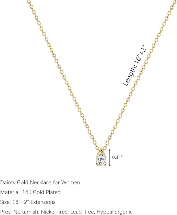 Diamond Pendant Necklace for Women, Dainty Gold Necklace 18k Gold Plated Paperclip Choker Necklaces Cute Open Oval Necklaces Simple Gold Necklace Jewelry Gifts for Women Trendy