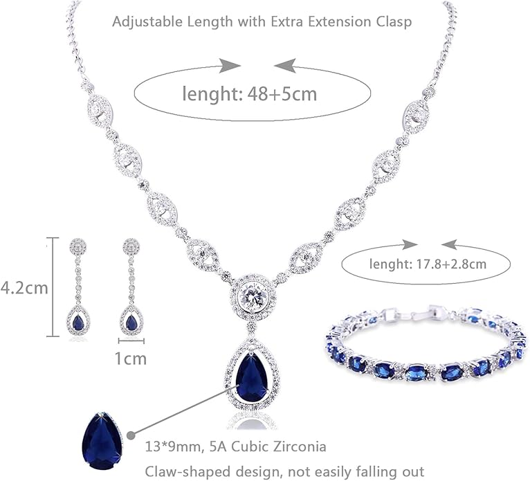 GULICX AAA Cubic Zirconia CZ Silver Plated Base Women's Party Jewelry Set Earrings Pendant Necklace