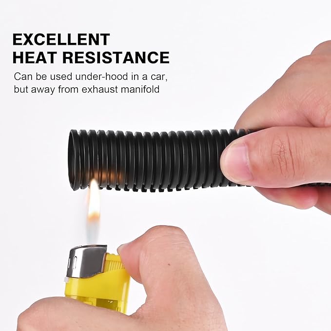 CrocSee 25ft - 1 inch Flame Retardant Split Wire Loom Tubing with Installation Tool - High Temp Flexible Wire Covers Cord Protectors - Black