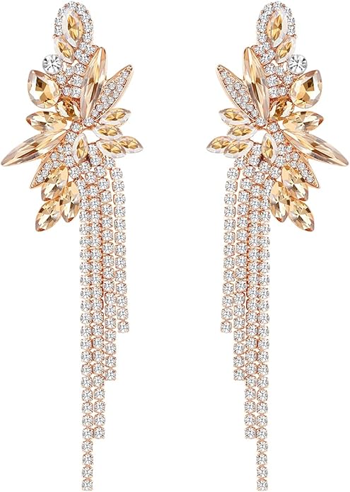 mecresh Marquise Crystal Bridal Chandelier Dangle Drop Earrings Ladies Gifts in Silver/Gold Tone