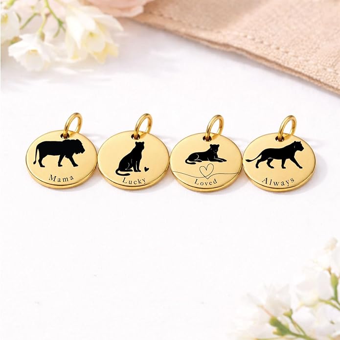 SM Design Mama Animal Charm Set – Set of 4 Stainless Steel Charms – Motherhood & Family Keepsake Jewelry Charmss