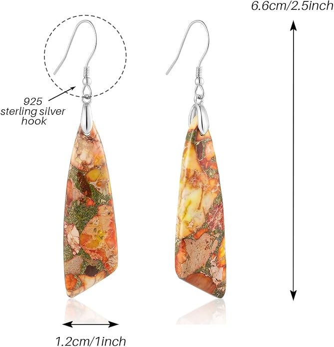 SELOVO Jasper Stone Earrings for Women Trendy Dangle Earrings Fishhook Drop Earrings