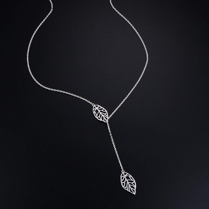 Long Necklace Sterling Silver Larait Bar Y Lariat Long Chain Drop Adjustable Necklace Gift for Her, 30"