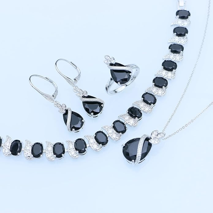 GZWHD Jewelry Set for Women CZ Earrings Necklace Ring Bracelet Set Prom Party Wedding Jewelry Gift for Mother Friend Wife