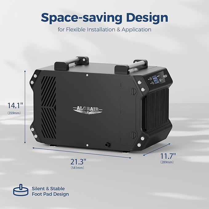 ALORAIR Crawlspace Dehumidifiers, 145 Pint Commercial Dehumidifier for Basements with Drain Hose, 1,800 Sq.Ft Auto Defrost Compact Portable Industry Crawl Spaces Dehumidifier