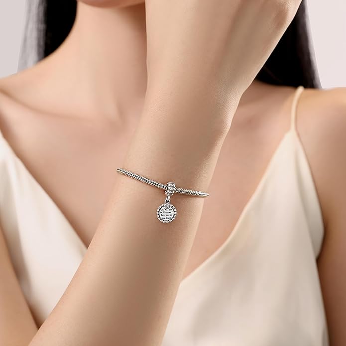 925 Sterling Silver Charms Fit Pandora Charms Bracelet God Has You In His Arms I Have You In My Heart Fit Wife Daughter Mother's Day Christmas Birthday Gift